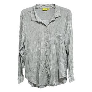 Roberta Roller Rabbit Minimalist Button Front Shirt XL Stripe Beachy Lightweight